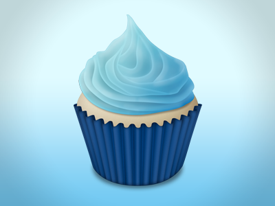A macOS app icon; a cupcake with blue frosting